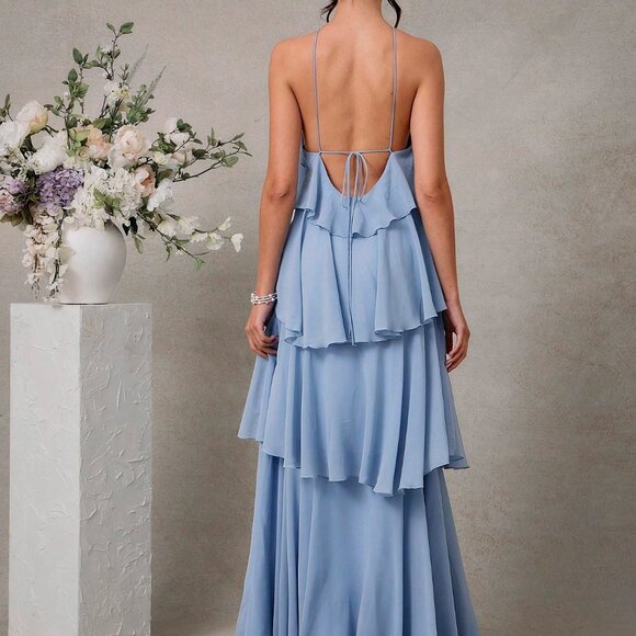 Blue Elegant Women's Romantic Wedding Guest Maxi Dress - Picture 2 of 4